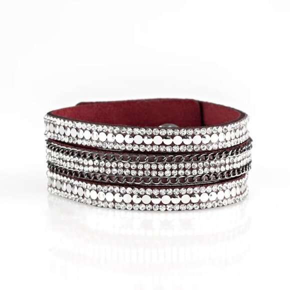 Paparazzi Jewelry Accessories - Fashion Fanatic - Red Urban Bracelet - Vintage - Picture 4 of 4